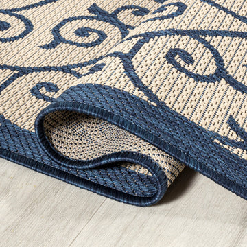 Madrid Vintage Filigree Textured Weave Indoor/outdoor Runner Rug